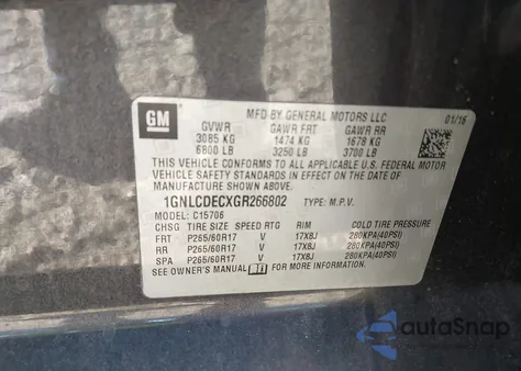 2016 Chevrolet Tahoe Commercial Fleet from USA, damaged, VIN 1GNLCDECXGR266802